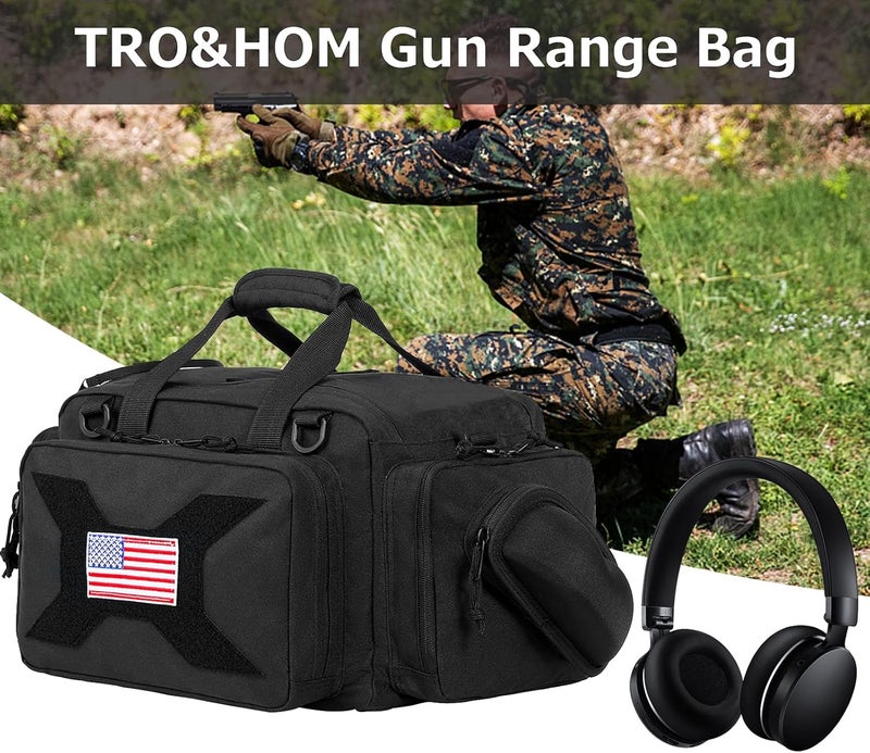 TRO&HOM Tactical Gun Bag for 4 Handguns - Pistol Shooting Range Bag With 15X Magazine Slots & Pockets for Ammo & Essentials - Padded Hunting & Sport Bag - Image 5